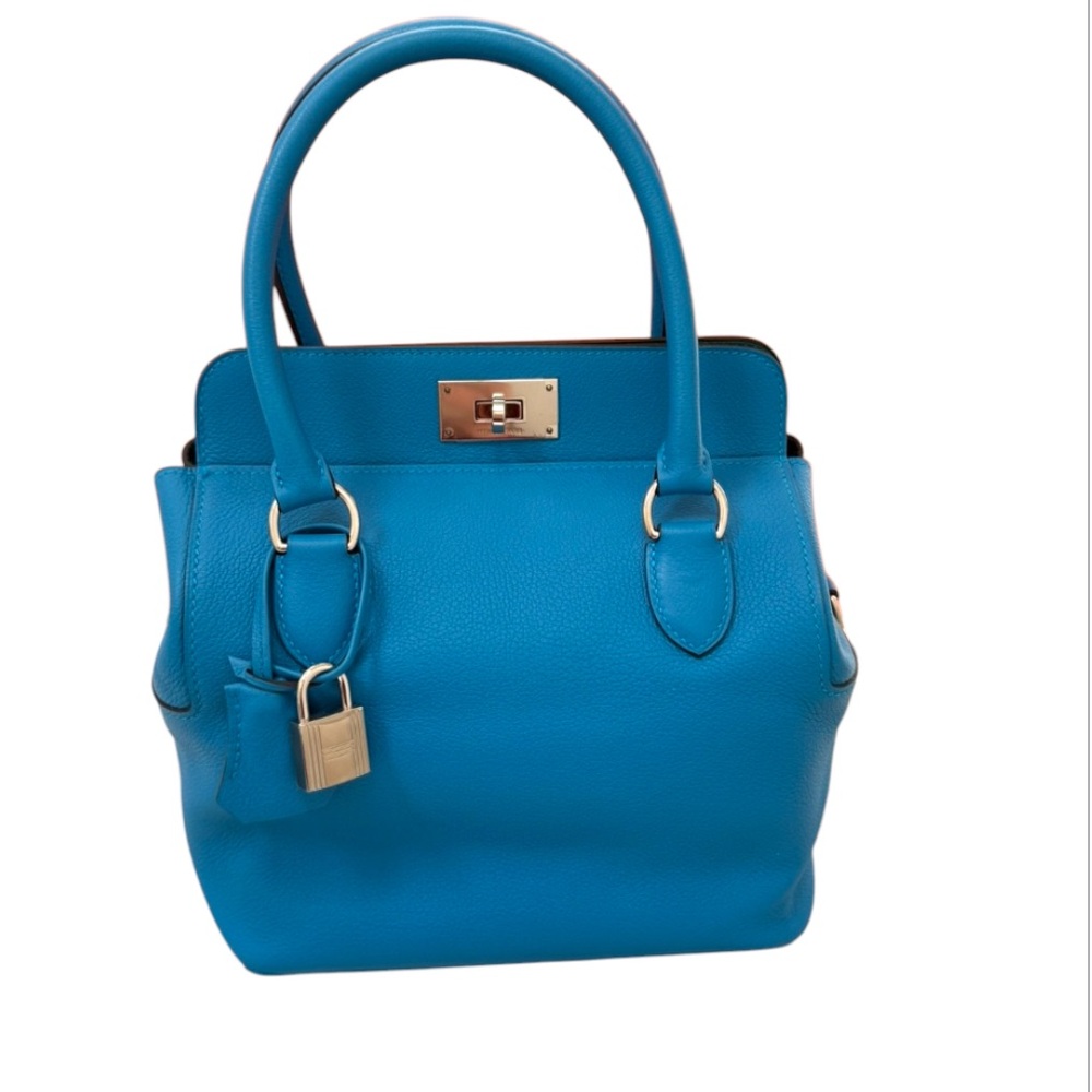 New Hermès Toolbox 20 Bleu Swift Leather Full Set Palladium Hardware Bag